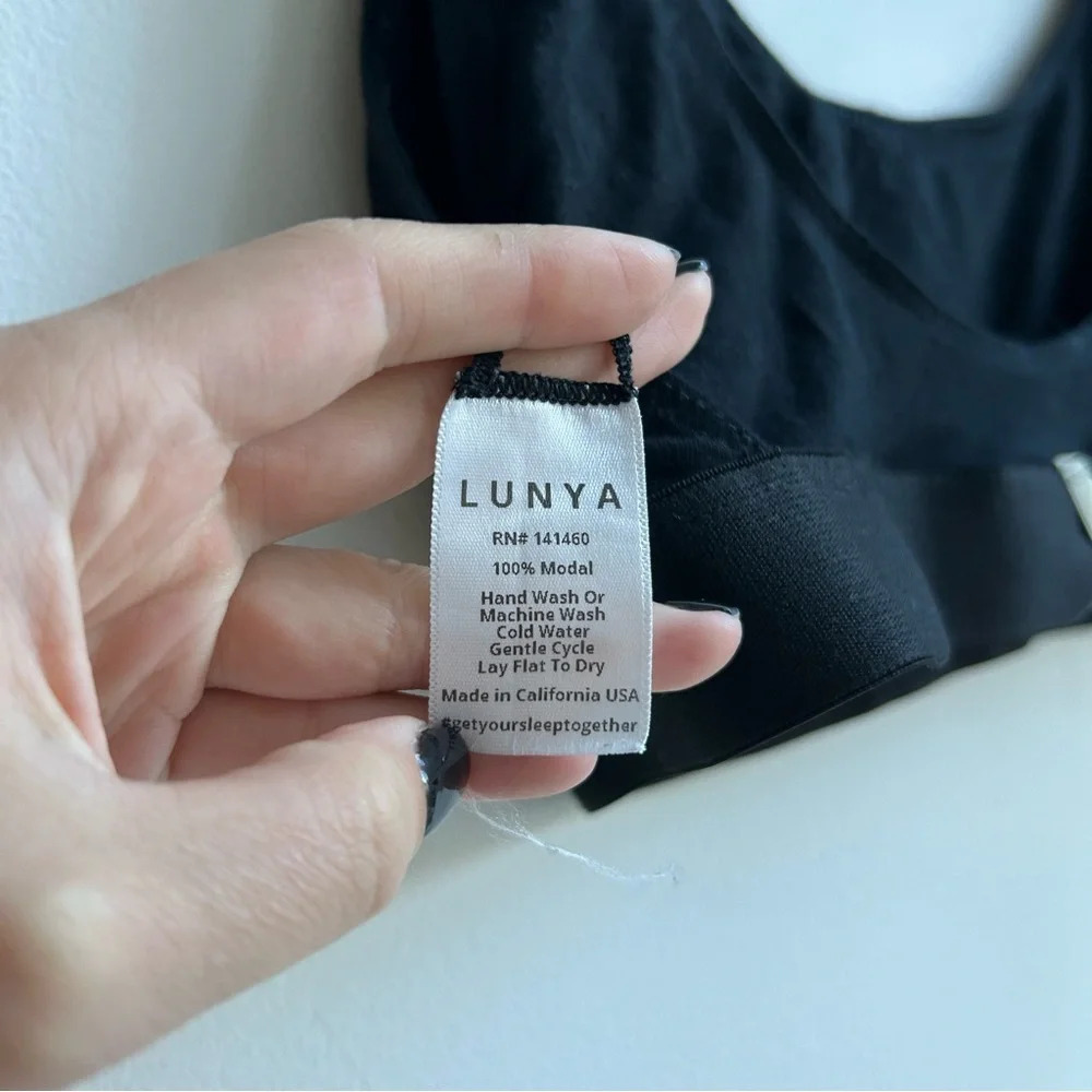 Lunya Well Rounded 100% Modal Black Bralette Sleep Bra Intimates Loungewear - Picture 4 of 5